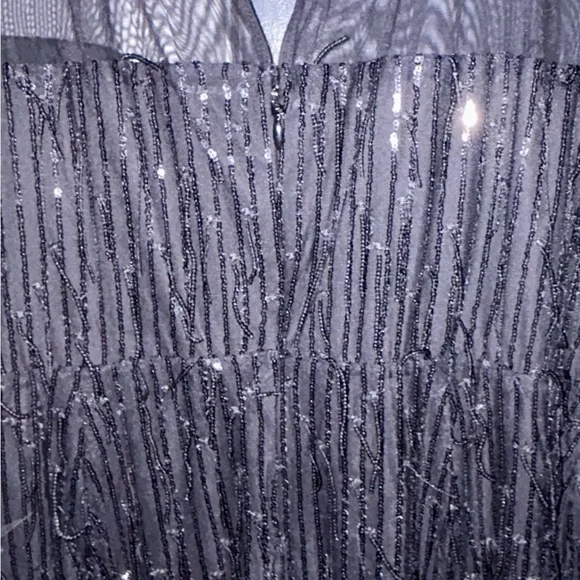 torrid Black Sequin Fringe Midi Dress with Sheer Yoke - Picture 5 of 7